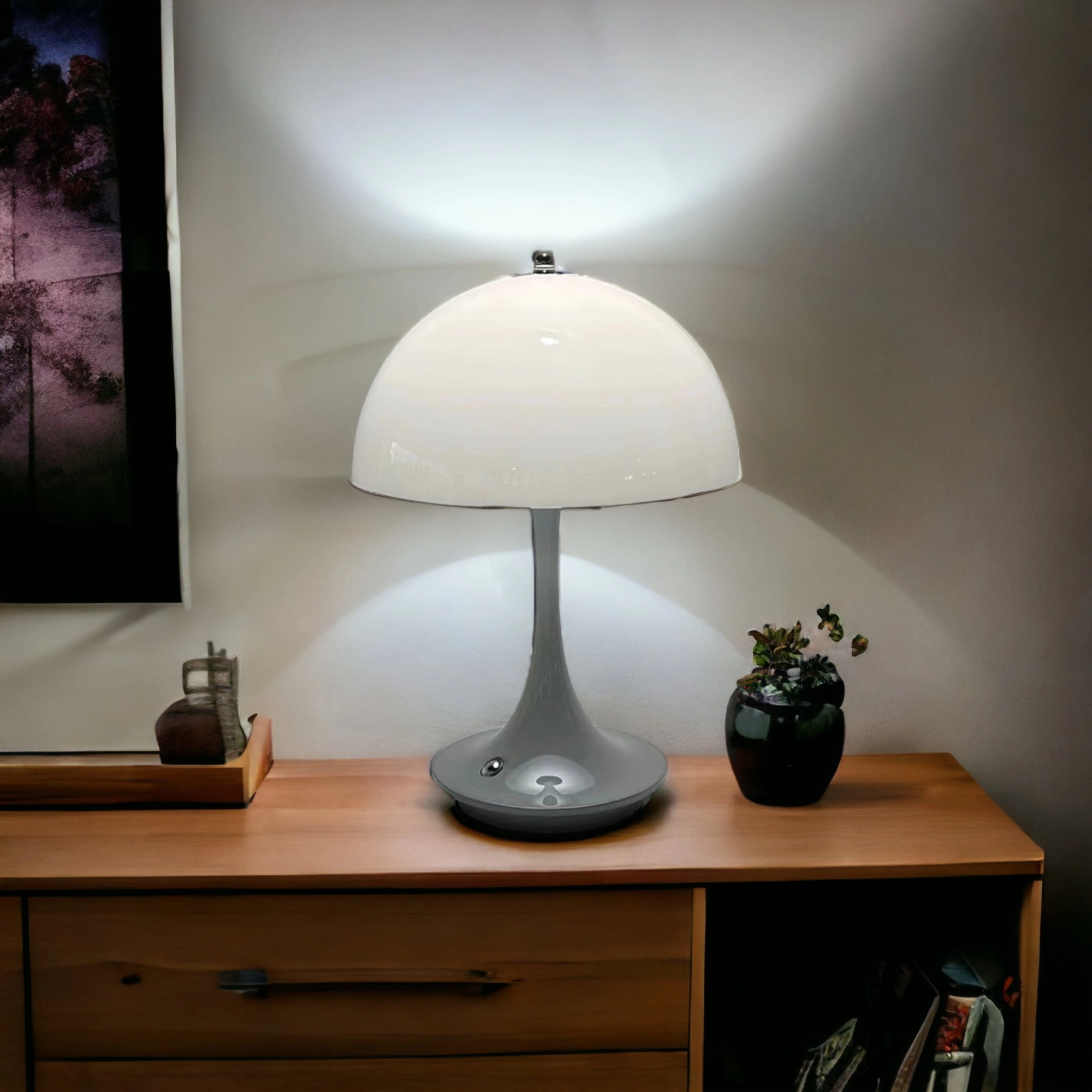Lampe de table sans fil LED grise Lina